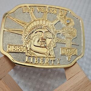 Vintage 1984 Lady Liberty Gold Belt Buckle
